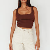 Pali U-Neckline Crop Top Brown