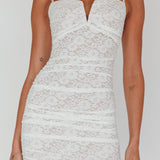 Olika Ruched Lace Mini Dress White