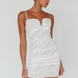 Olika Ruched Lace Mini Dress White
