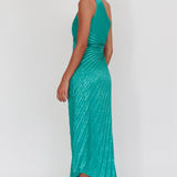 Amelie One-Shoulder Accordion Pleat Maxi Dress Kelly Green