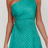 Amelie One-Shoulder Accordion Pleat Maxi Dress Kelly Green