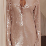 Poppin' Bottles Tied Bust Sequin Mini Dress Beige
