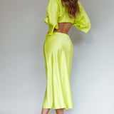 Lolah Satin Midi Skirt Citron