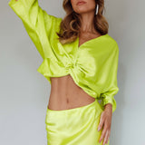 Lolah Satin Midi Skirt Citron