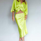 Lolah Satin Midi Skirt Citron