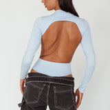 Remy Open Back Bodysuit Light Blue