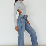 Remy Open Back Bodysuit Silver