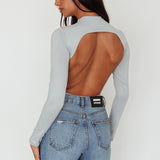 Remy Open Back Bodysuit Silver