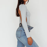 Remy Open Back Bodysuit Silver