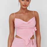 Such A Tease Cowl Neck Crop Top Pink