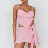 Such A Tease Cowl Neck Crop Top Pink