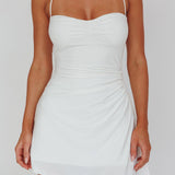 Thriving Ruched Side Mini Dress Off White
