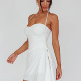 Thriving Ruched Side Mini Dress Off White