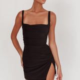 Won't Bite Backless Mini Dress Black