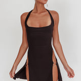 Perfect Storm O-Ring Halter Dress Black