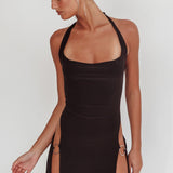 Perfect Storm O-Ring Halter Dress Black