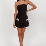 Dottie Bodycon Ruffle Mini Dress Black