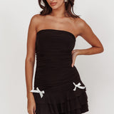 Dottie Bodycon Ruffle Mini Dress Black