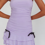 Dottie Bodycon Ruffle Mini Dress Lavender