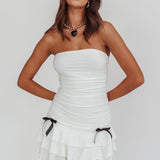 Dottie Bodycon Ruffle Mini Dress Off White