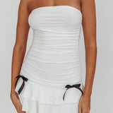 Dottie Bodycon Ruffle Mini Dress Off White