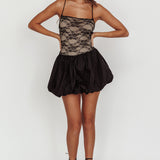 Lowkey Backless Bubble Hem Mini Dress Black