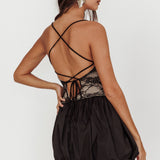 Lowkey Backless Bubble Hem Mini Dress Black