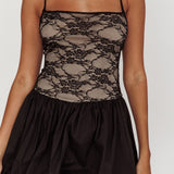 Lowkey Backless Bubble Hem Mini Dress Black