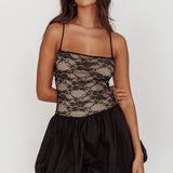 Lowkey Backless Bubble Hem Mini Dress Black