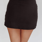 Alayna Lace Trim Ribbed Mini Skirt Black/White