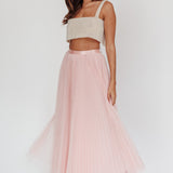 Kristine Accordion Pleat Tulle Maxi Skirt Dusty Pink