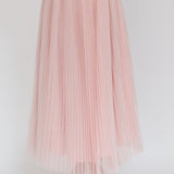 Kristine Accordion Pleat Tulle Maxi Skirt Dusty Pink