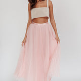 Kristine Accordion Pleat Tulle Maxi Skirt Dusty Pink