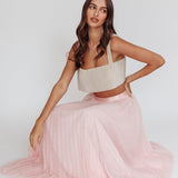 Kristine Accordion Pleat Tulle Maxi Skirt Dusty Pink