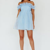 Dreamers Off-Shoulder Frill Mini Dress Light Blue