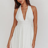 Sinia Plisse Halter Mini Dress Off White
