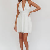Sinia Plisse Halter Mini Dress Off White