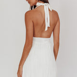 Sinia Plisse Halter Mini Dress Off White