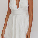 Sinia Plisse Halter Mini Dress Off White