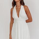 Sinia Plisse Halter Mini Dress Off White