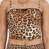 Thordis Leopard Cami Cropped Top Brown