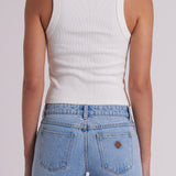 Abrand Heather Icon Long Singlet Top White Sand