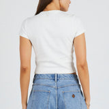 Abrand 90's Icon Baby Tee Top White Sand
