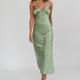 Felicity Pleat Bust Split Midi Dress Sage