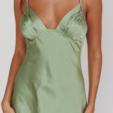Felicity Pleat Bust Split Midi Dress Sage
