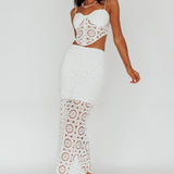 Granada Lace Maxi Skirt White