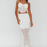 Granada Lace Maxi Skirt White