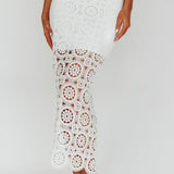 Granada Lace Maxi Skirt White