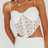Granada Lace Corset Crop Top White