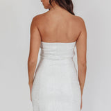 This Feeling Strapless Diamante Mini Dress White